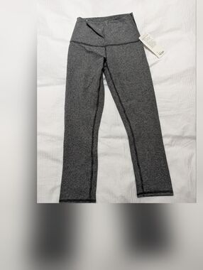 Lululemon Wunder Under Crop Roll Down Or Hi Waist Leggings Black White Stripe 6